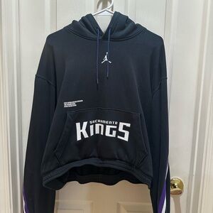 Jordan Sacramento Kings Black Hoodie with Purple Accents